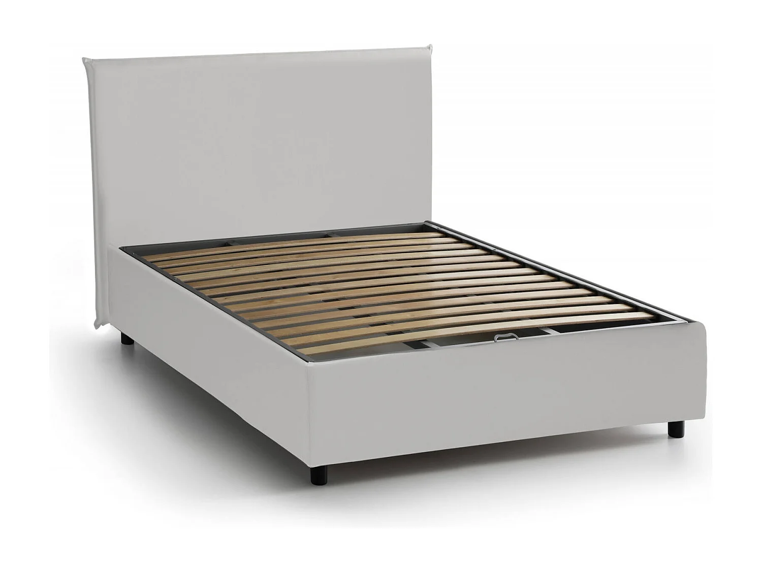 Quadratisches und halbes Bett Dacem, Containerbett mit Kunstlederbezug, 100% Made in Italy, Frontöffnung, inklusive Matratze Cm 120x190, Weiß