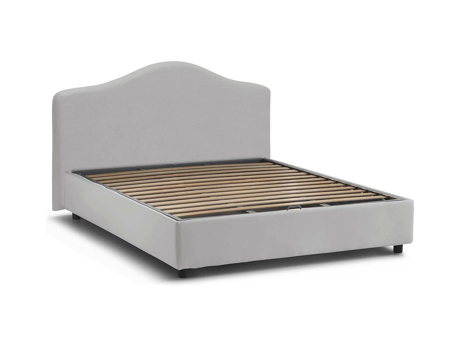 Lit double Dabbass, Lit coffre avec revêtement en tissu, 100% Made in Italy, Ouverture frontale, adapté pour matelas 160x190 cm, Blanc