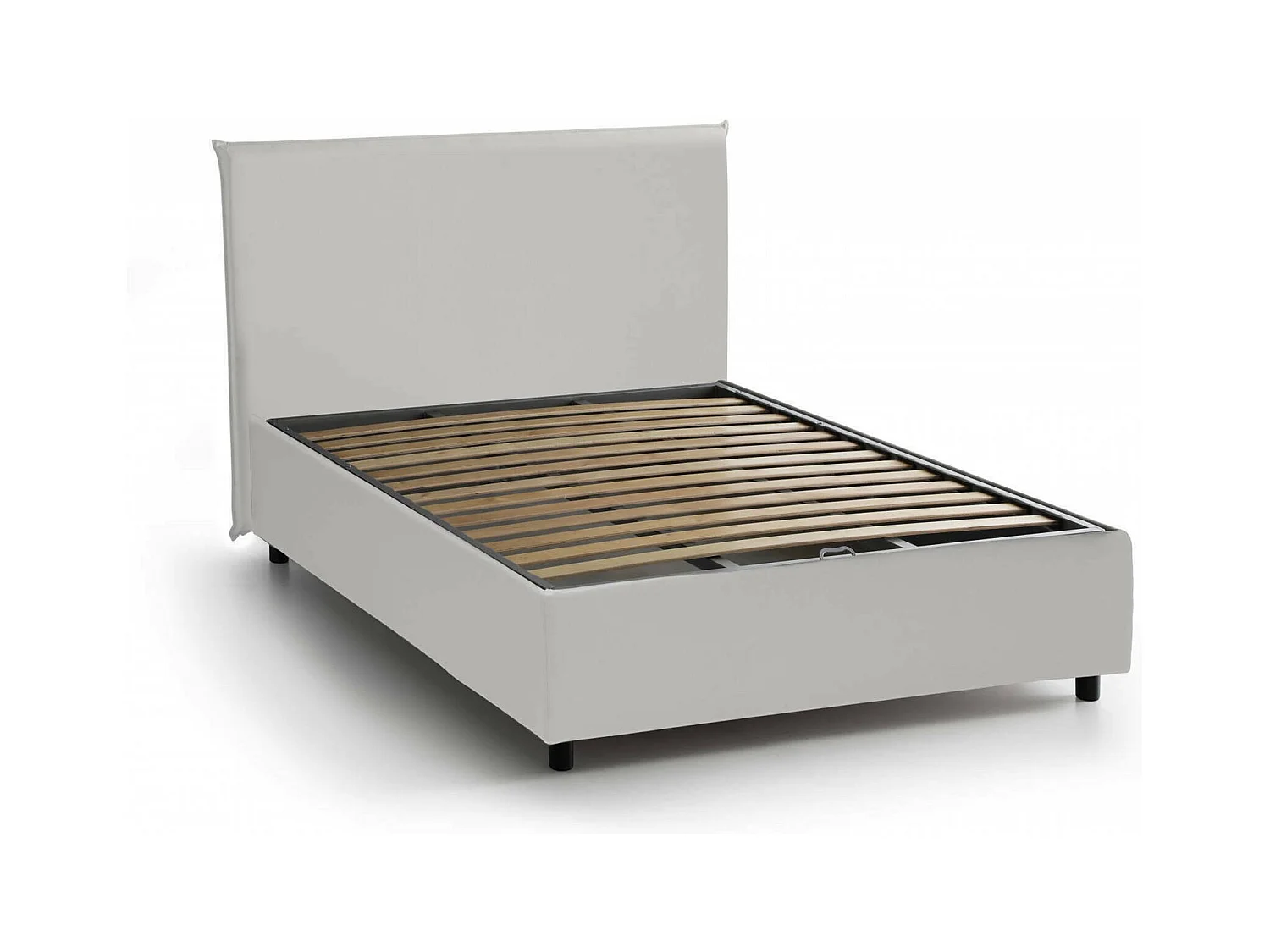 Dubbel bed, Opbergbed met bekleding van eco-leer, 100% Made in Italy, Opening aan de voorkant, geschikt voor matras van 120x190 cm, Wit