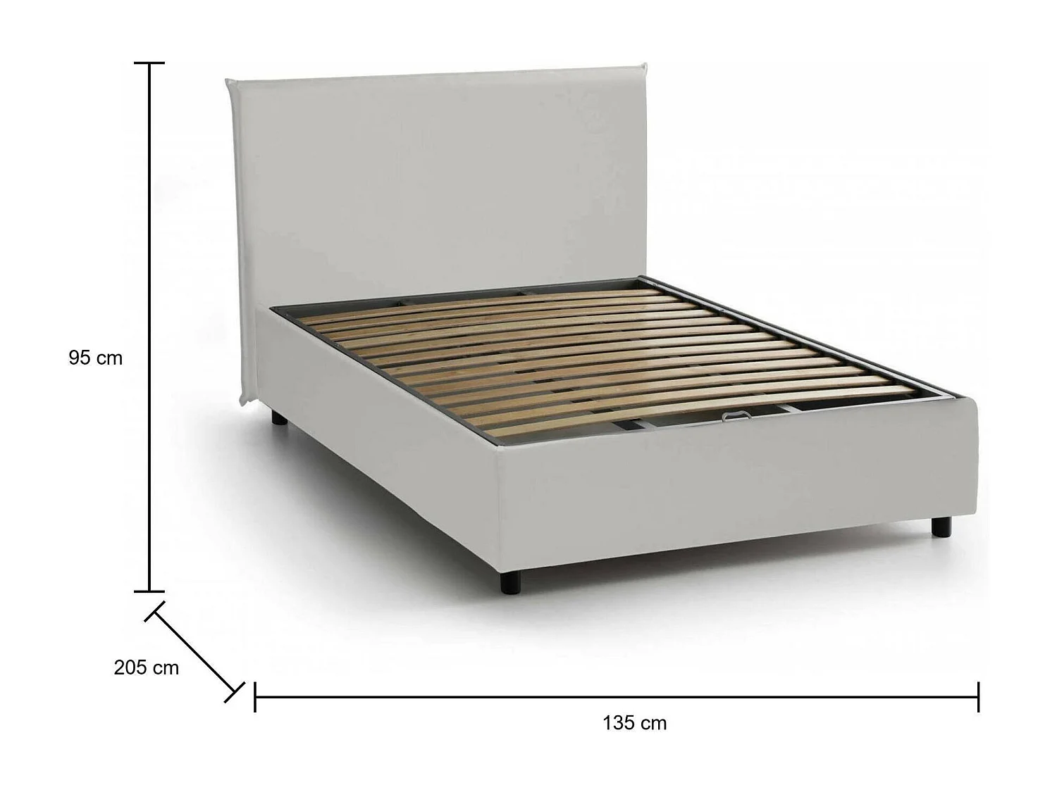 Lit queen size Daced, Lit coffre avec revêtement en éco-cuir, 100% Made in Italy, Ouverture frontale, adapté pour matelas 120x190 cm, Blanc