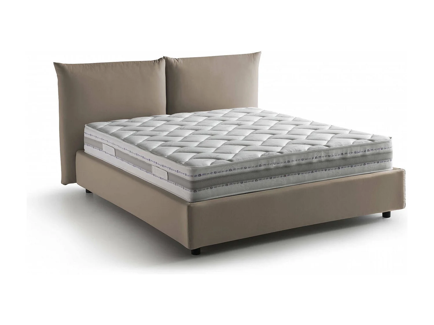 Lit double Dbrunor, Lit coffre avec revêtement en tissu, 100% Made in Italy, Ouverture frontale, avec matelas 160x200 cm inclus, Taupe
