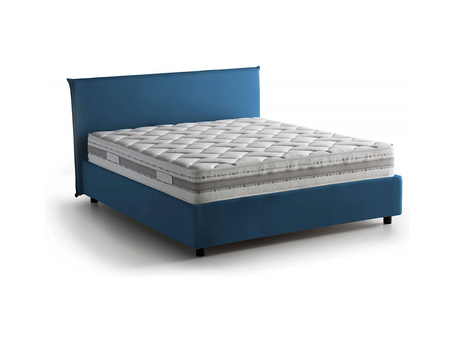 Dahmeta tweepersoonsbed, Opbergbed met stoffen bekleding, 100% Made in Italy, Opening aan de voorkant, inclusief matras 140x190 cm, Blauw