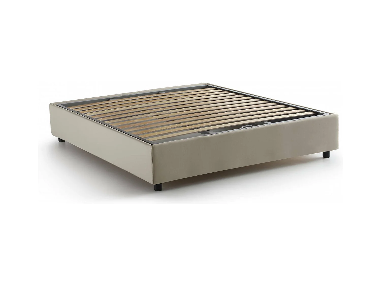 Lit double Dagazz, Lit coffre avec revêtement en tissu, 100% Made in Italy, Ouverture frontale, adapté pour matelas 140x190 cm, Beige