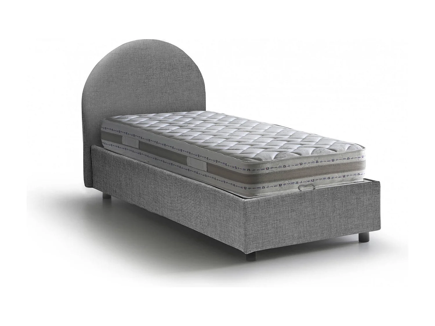 Cama individual Dcolpan, Cama contenedor con revestimiento de tela, 100% Made in Italy, Apertura frontal, con colchón 80x190 cm incluido, Gris