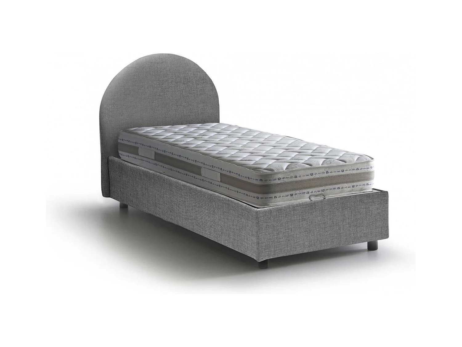 Lit simple Dcolpan, ??Lit coffre avec revêtement en tissu, 100% Made in Italy, Ouverture frontale, avec matelas 80x190 cm inclus, Gris