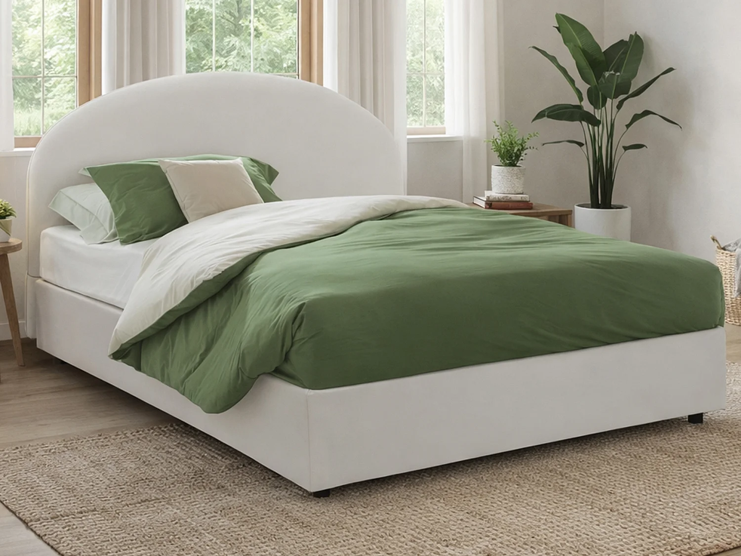 Lit double Dbombag, Lit coffre avec revêtement en éco-cuir, 100% Made in Italy, Ouverture frontale, avec matelas 160x190 cm inclus, Blanc