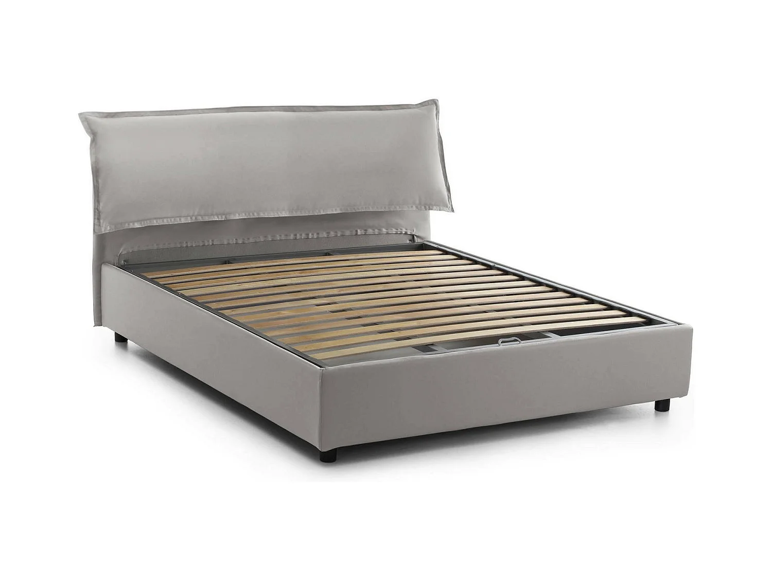 Lit double Dbiand, Lit coffre déhoussable avec tête de lit rembourrée et cadre de lit coffre, 100% Made in Italy, adapté pour matelas 160x200 cm, Gris