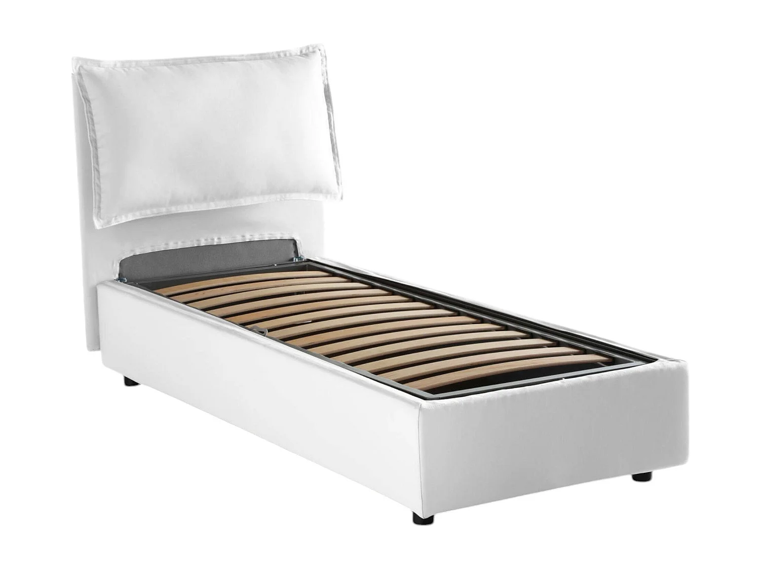 Dmangone eenpersoonsbed, Opbergbed met stoffen bekleding, 100% Made in Italy, Zijopening, inclusief matras van 80x190 cm, Wit