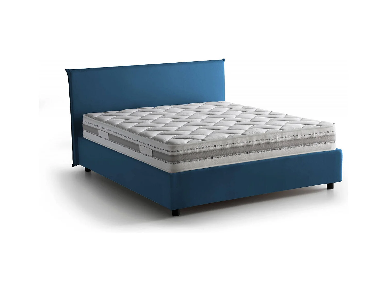 Lit double Dansald, Lit coffre avec revêtement en tissu, 100% Made in Italy, Ouverture frontale, avec matelas 160x200 cm inclus, Bleu