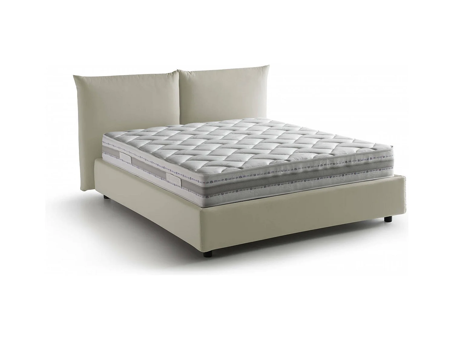 Dbrekal tweepersoonsbed, Opbergbed met stoffen bekleding, 100% Made in Italy, Opening aan de voorkant, inclusief matras 160x190 cm, Beige