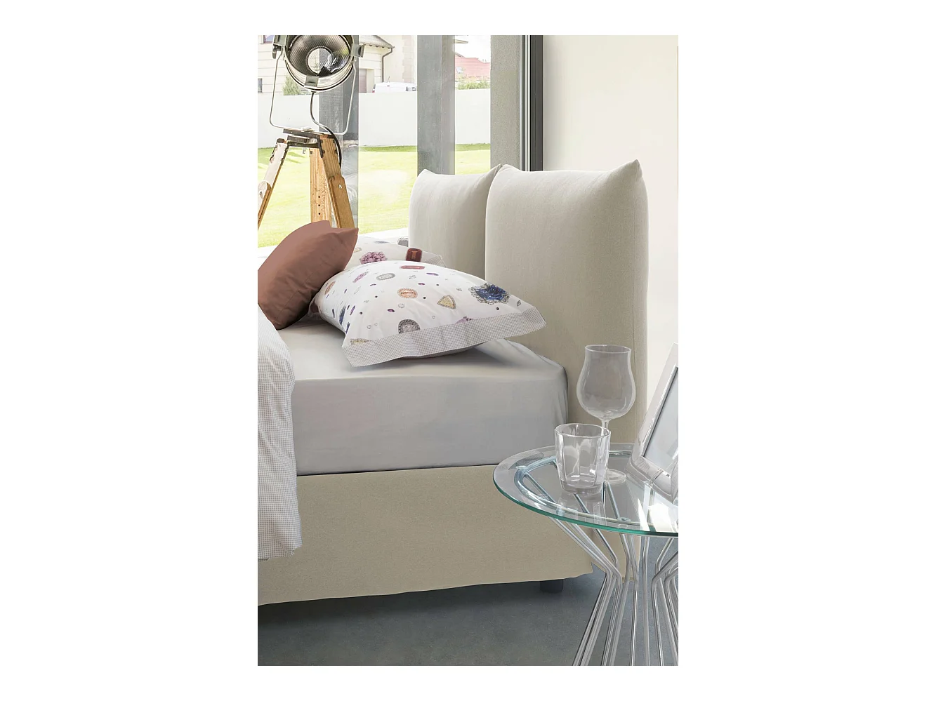 Talamo Italia - Letto matrimoniale Arpino, con materasso Cm 160x190 incluso, Beige