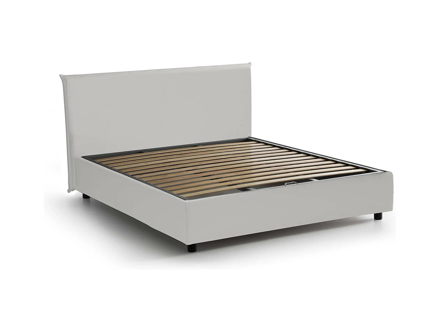 Dacost tweepersoonsbed, Opbergbed met eco-lederen bekleding, 100% Made in Italy, Opening aan de voorkant, geschikt voor matras 140x190 cm, Wit