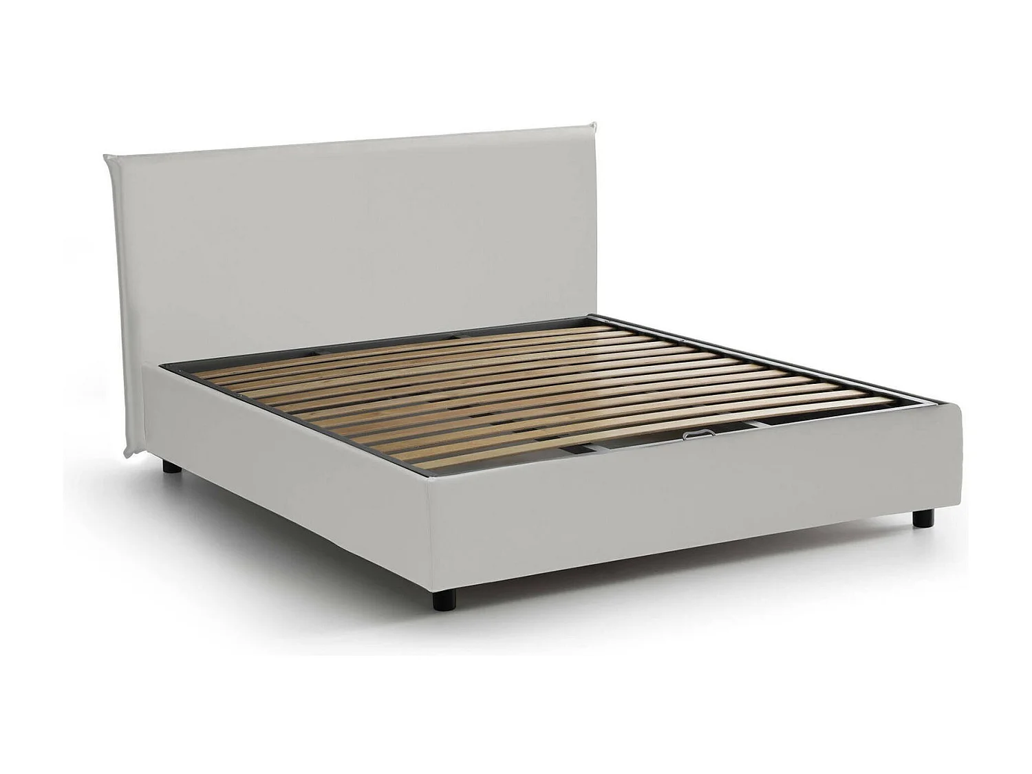 Dacost tweepersoonsbed, Opbergbed met eco-lederen bekleding, 100% Made in Italy, Opening aan de voorkant, geschikt voor matras 140x190 cm, Wit