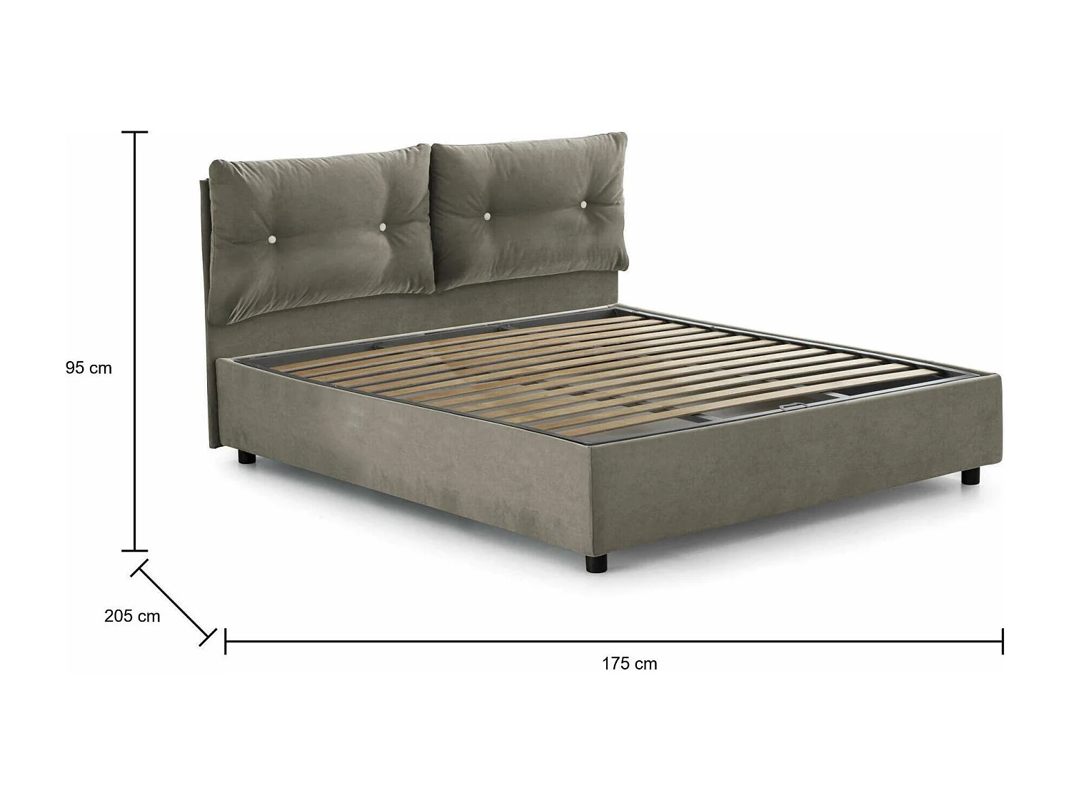 Lit double Dcit, Lit coffre avec revêtement en tissu, 100% Made in Italy, Ouverture frontale, adapté pour matelas 160x190 cm, Taupe
