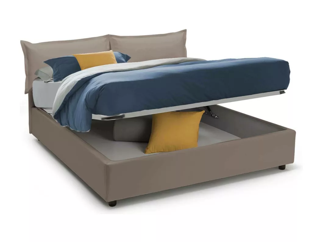 Kauf Unique Doppelbett Dcutrone, Containerbett mit Kunstlederbezug, 100% Made in Italy, Frontöffnung, mit Matratze Cm 140x200 enthalten, Turteltaube