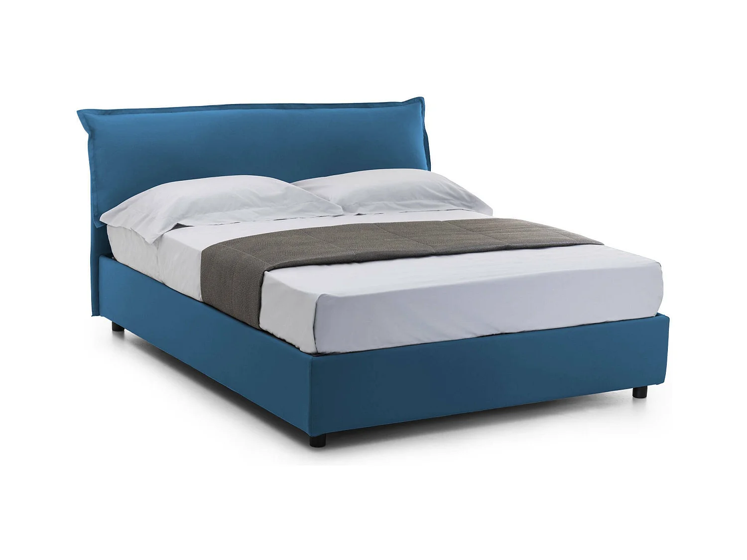 Dbianch tweepersoonsbed, Opbergbed met afneembare hoes met gestoffeerd hoofdeinde en opbergbedframe, 100% Made in Italy, geschikt voor matras 160x190 cm, Blauw
