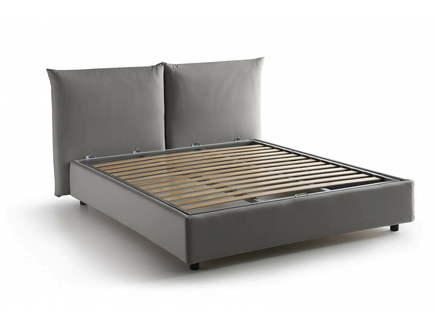 Lit double Dbrunor, Lit coffre avec revêtement en tissu, 100% Made in Italy, Ouverture frontale, avec matelas 160x200 cm inclus, Gris