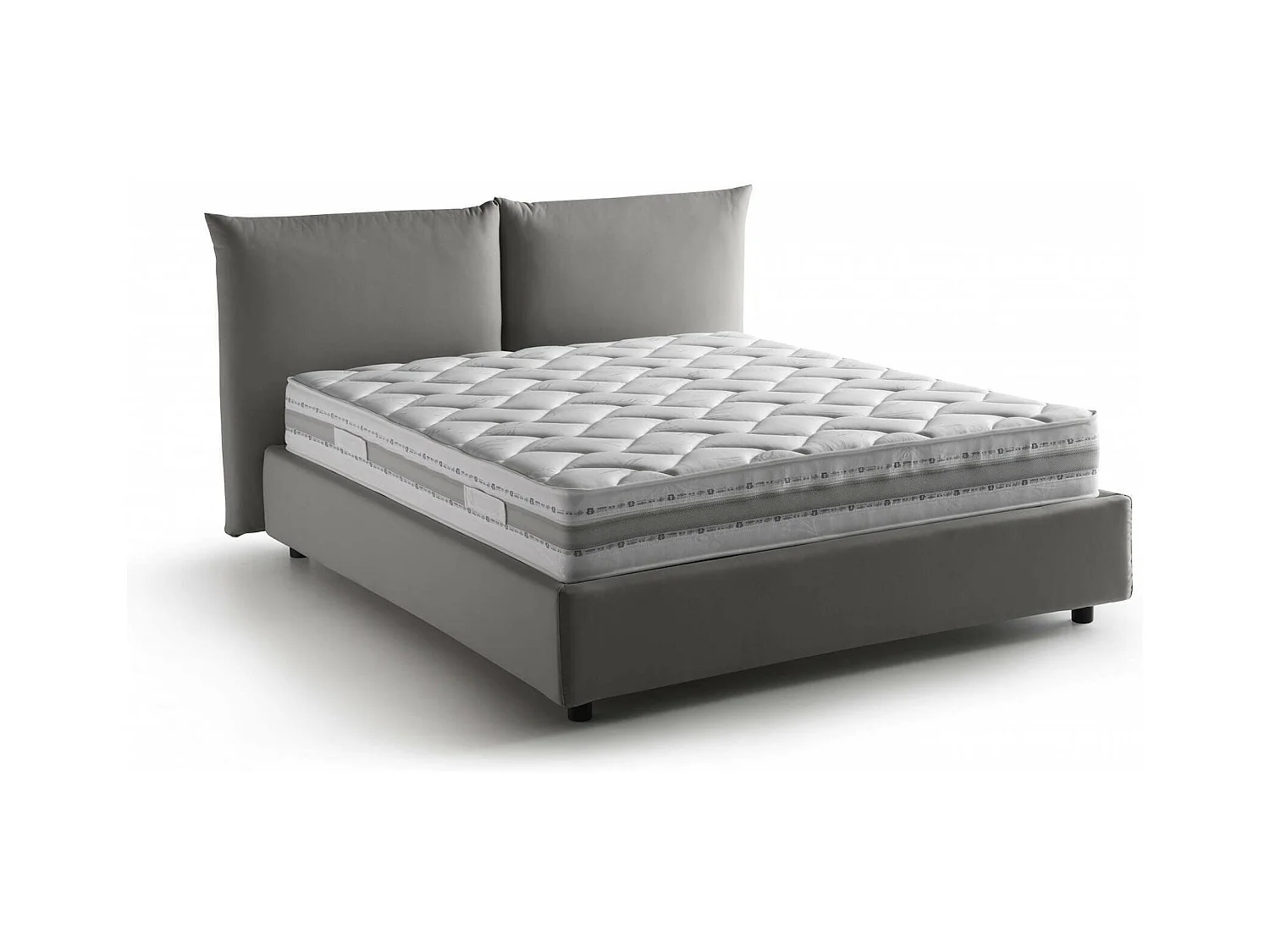 Lit double Dbrunor, Lit coffre avec revêtement en tissu, 100% Made in Italy, Ouverture frontale, avec matelas 160x200 cm inclus, Gris