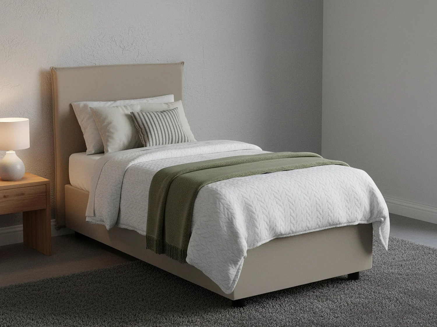 Letto Singolo Grecale, Contenitore Made in Italy, 95x205 cm Grigio Tortora