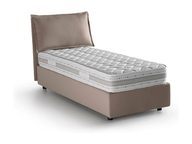 Dmangone eenpersoonsbed, Opbergbed met stoffen bekleding, 100% Made in Italy, Zijopening, inclusief matras 80x190 cm, Taupe