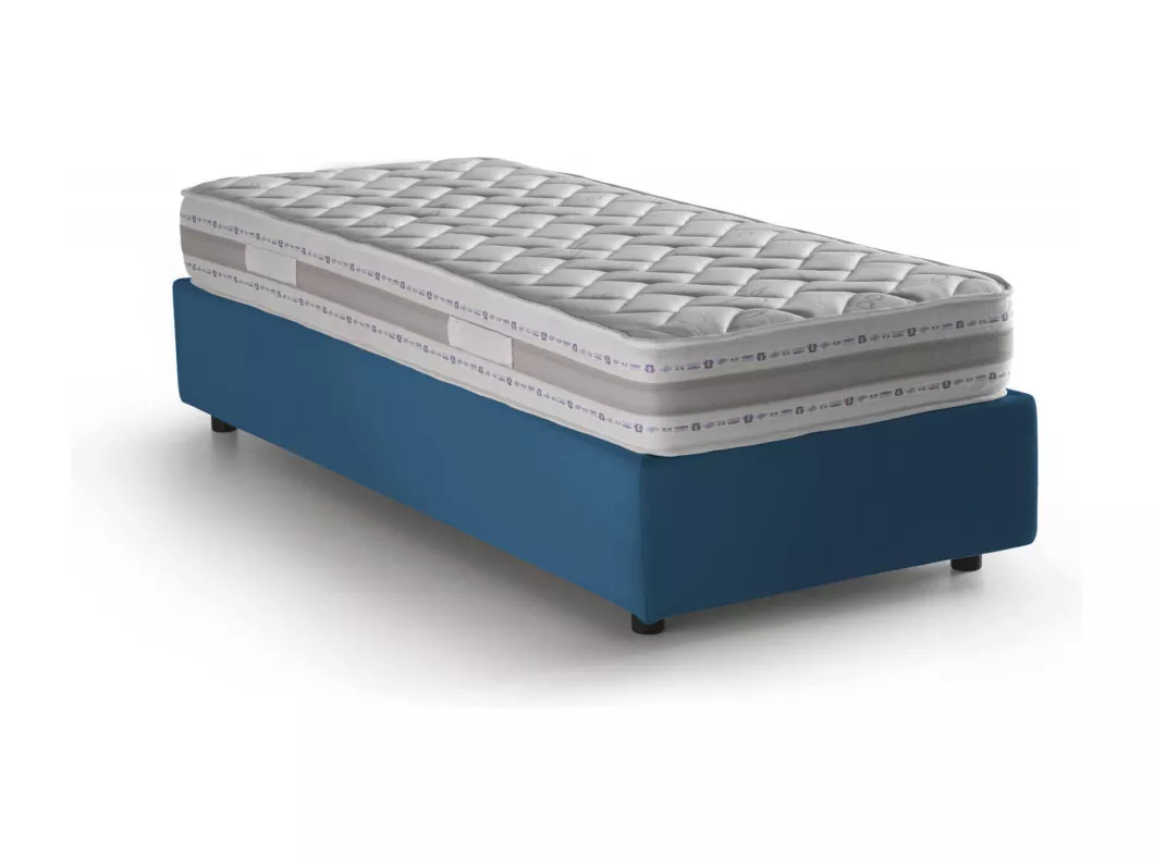 Kauf Unique Einzelbett Dmorier, Containerbett mit Stoffbespannung, 100% Made in Italy, Frontöffnung, inklusive Matratze Cm 90x200, Blau