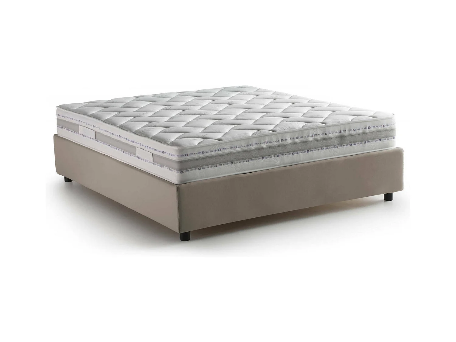 Lit double Ddurant, Lit coffre avec revêtement en tissu, 100% Made in Italy, Ouverture frontale, avec matelas 140x200 cm inclus, Taupe