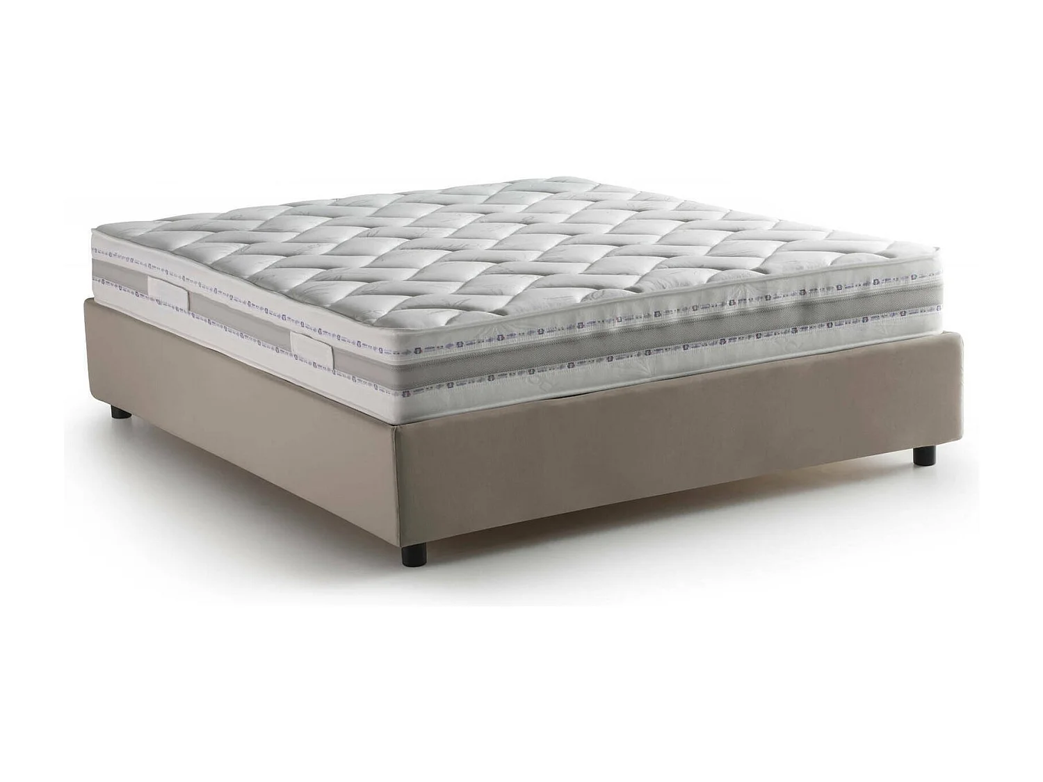 Cama de casal Ddurant, Cama de arrumação com forro de tecido, 100% Fabricado em Itália, Abertura frontal, com colchão 140x200 cm incluído, Taupe