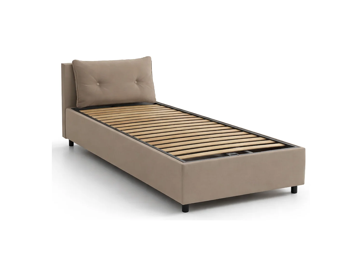 Letto Singolo Ildegarda, Contenitore Made in Italy, 95x205 cm Grigio Tortora