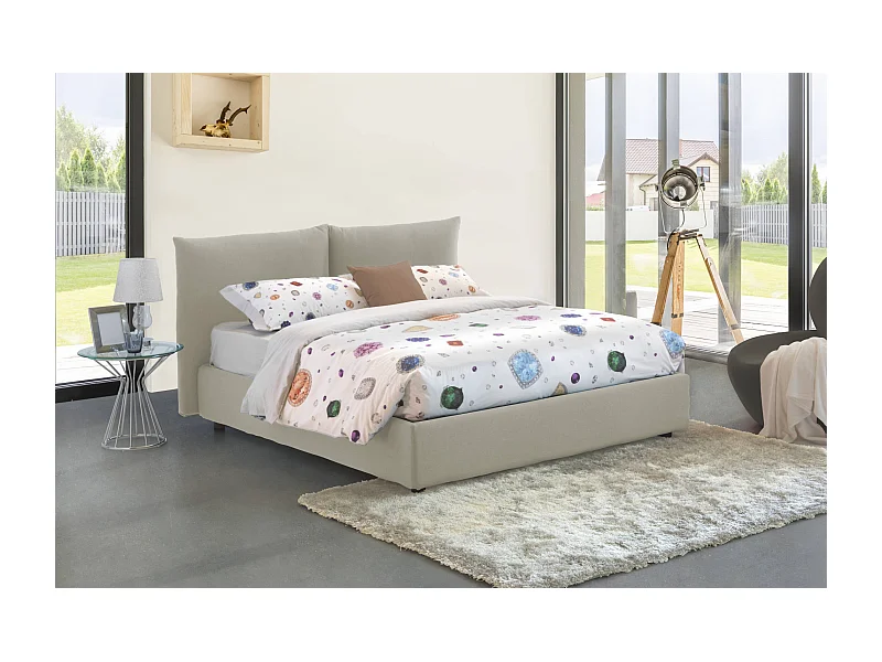 Talamo Italia - Letto matrimoniale Alizarin, adatto per materasso Cm 160x190, Beige