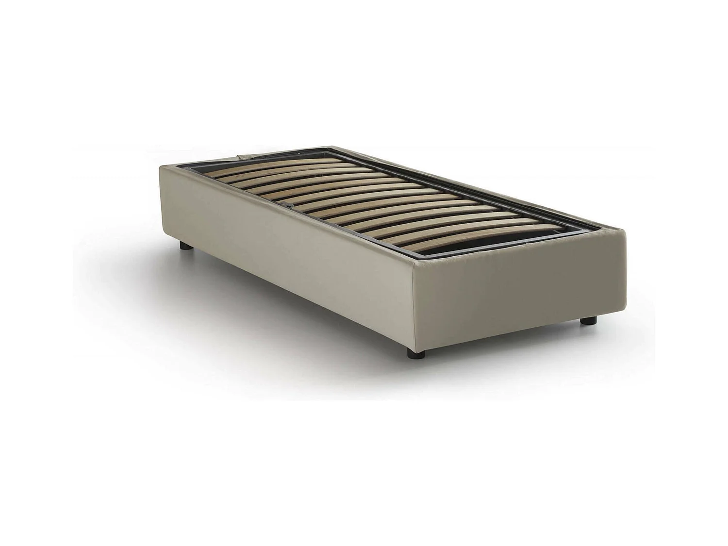 Lit simple Dfazzin, Lit coffre avec revêtement en tissu, 100% Made in Italy, Ouverture frontale, adapté pour matelas 90x190 cm, Beige