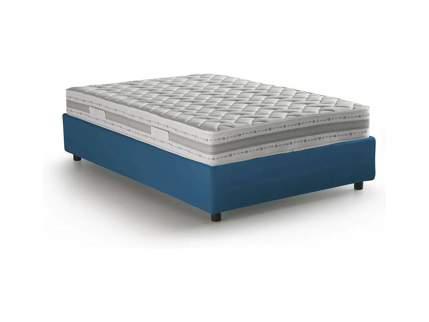 Dbamb tweepersoonsbed, Opbergbed met stoffen bekleding, 100% Made in Italy, Opening aan de voorkant, inclusief matras van 120x190 cm, Blauw