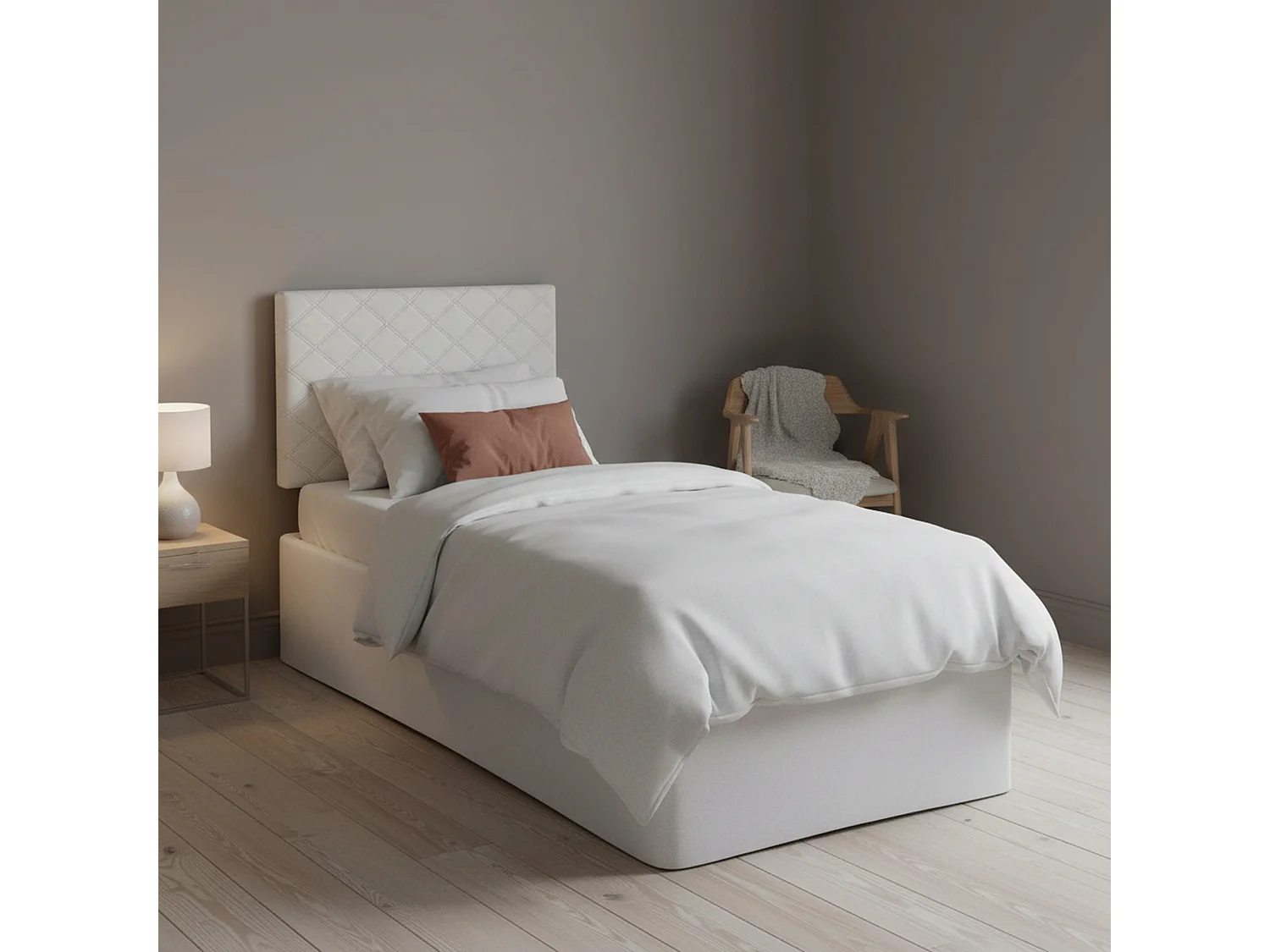 Letto Singolo Accu, Sfoderabile Made in Italy, 5x90 cm Bianco