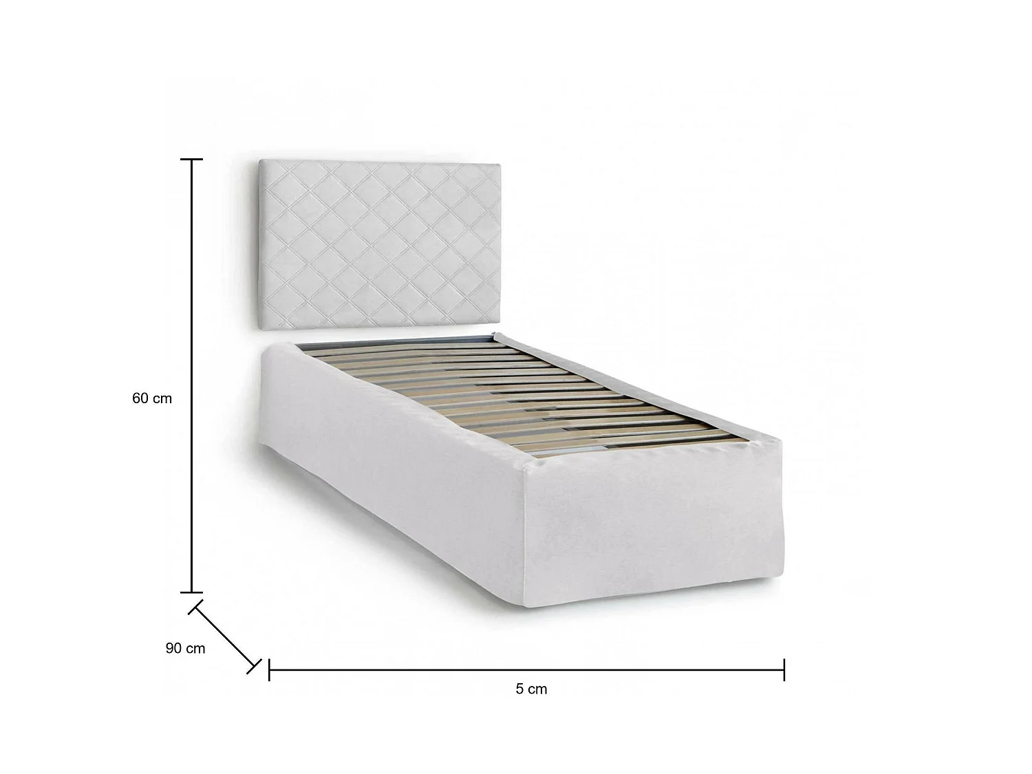 Letto Singolo Accu, Sfoderabile Made in Italy, 5x90 cm Bianco