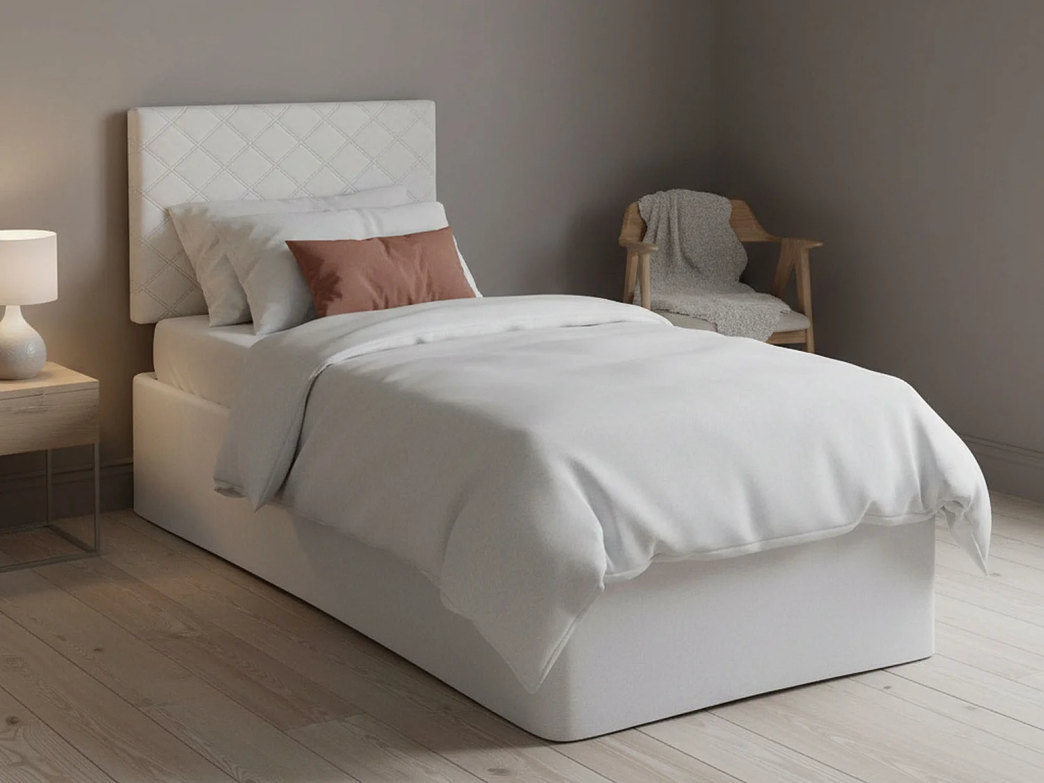 Letto Singolo Accu, Sfoderabile Made in Italy, 5x90 cm Bianco