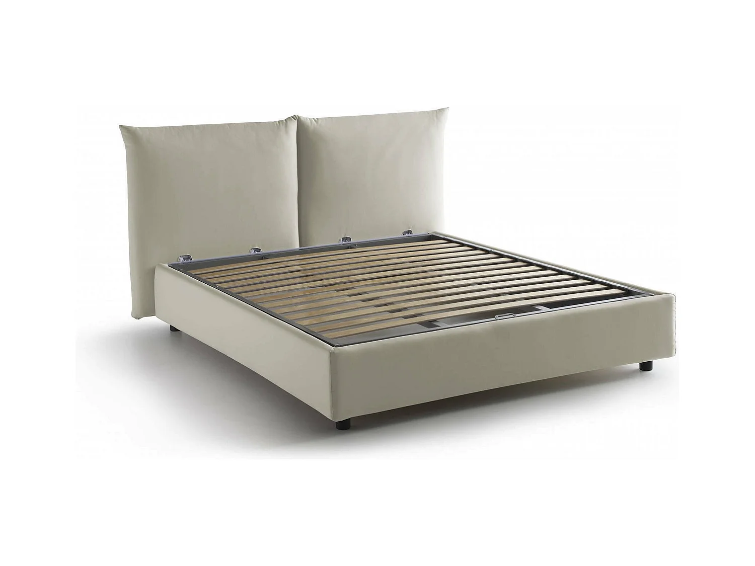Lit double Ddestr, Lit coffre avec revêtement en tissu, 100% Made in Italy, Ouverture frontale, adapté pour matelas 160x200 cm, Beige