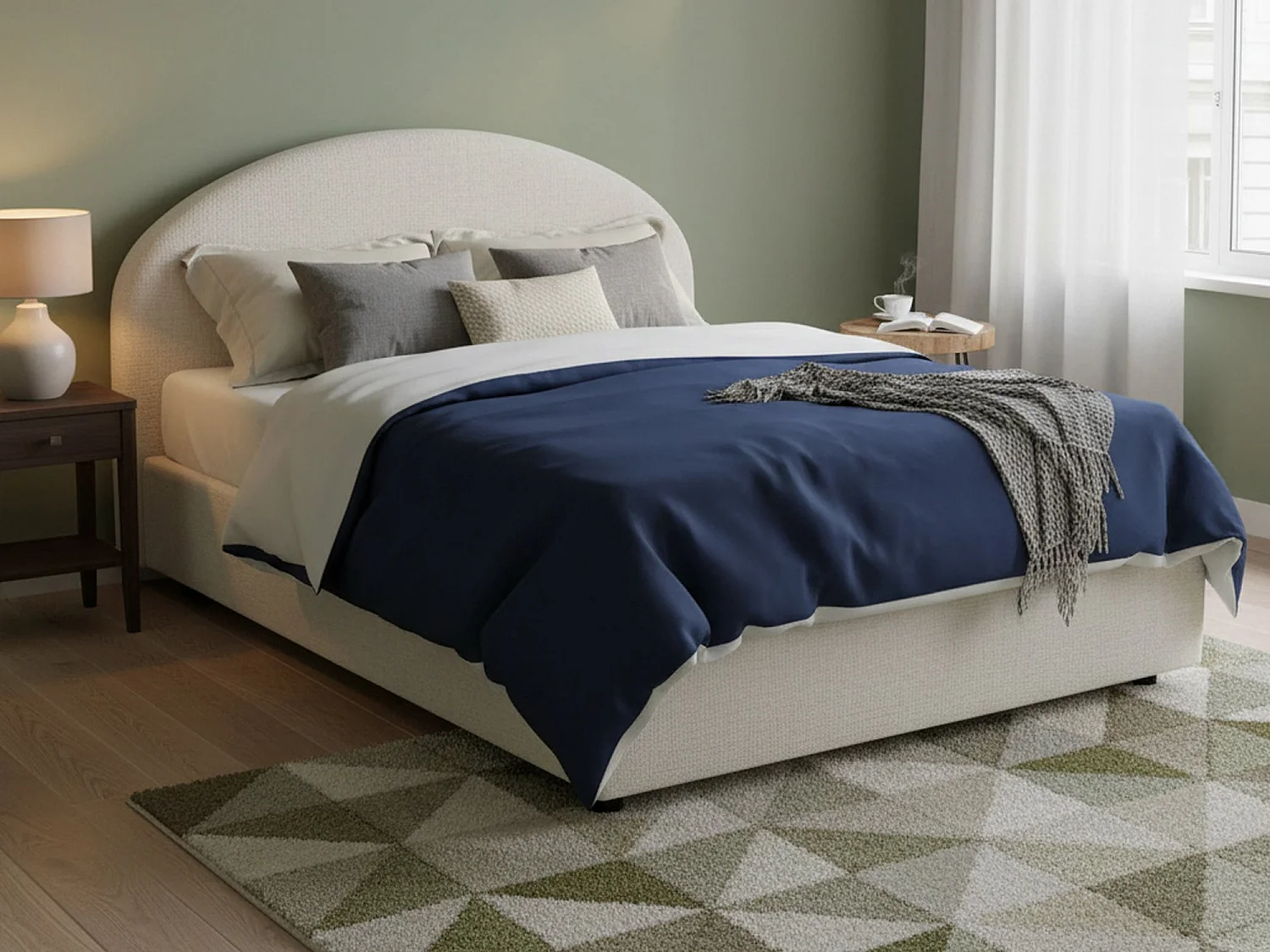 Lit double Dbonett, Lit coffre avec revêtement en tissu, 100% Made in Italy, Ouverture frontale, avec matelas 160x190 cm inclus, Blanc