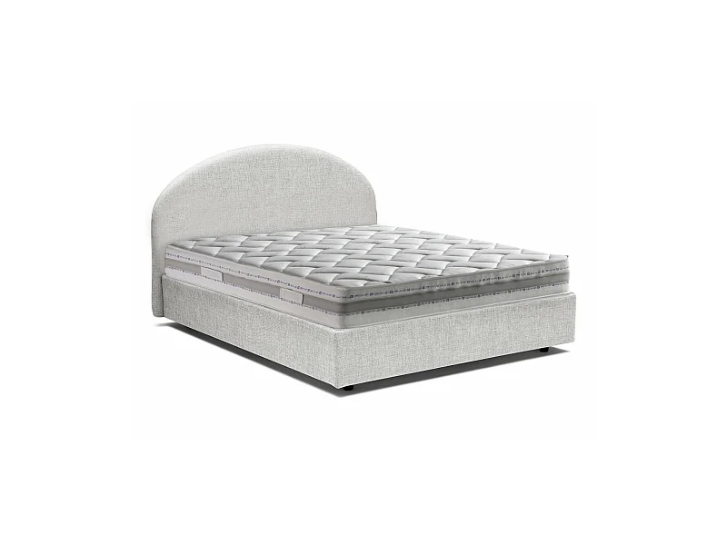 Lit double Dbonett, Lit coffre avec revêtement en tissu, 100% Made in Italy, Ouverture frontale, avec matelas 160x190 cm inclus, Blanc