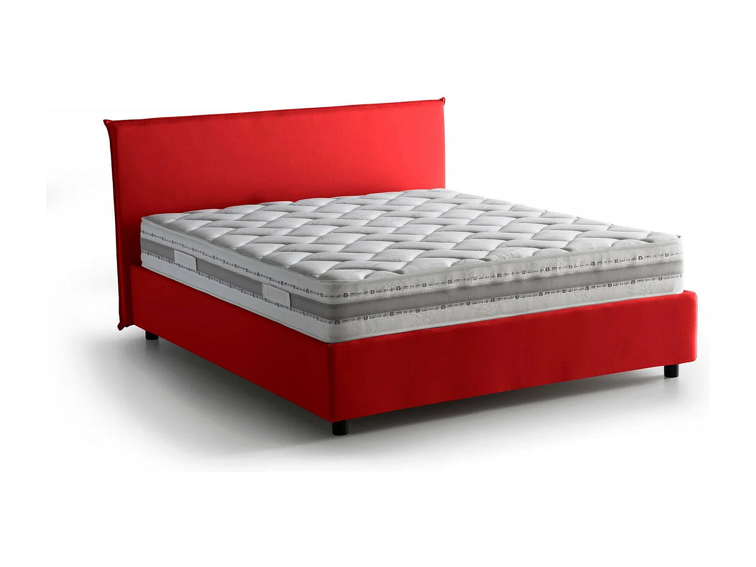 Letto Matrimoniale Anassimene, Materasso Incluso Made in Italy, 175x205 cm Rosso