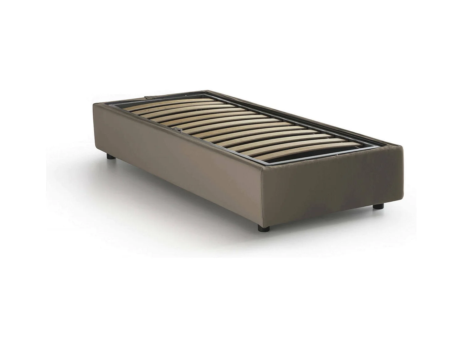 Dabass eenpersoonsbed, Opbergbed met eco-lederen bekleding, 100% Made in Italy, Opening aan de voorkant, geschikt voor matras 80x190 cm, Taupe