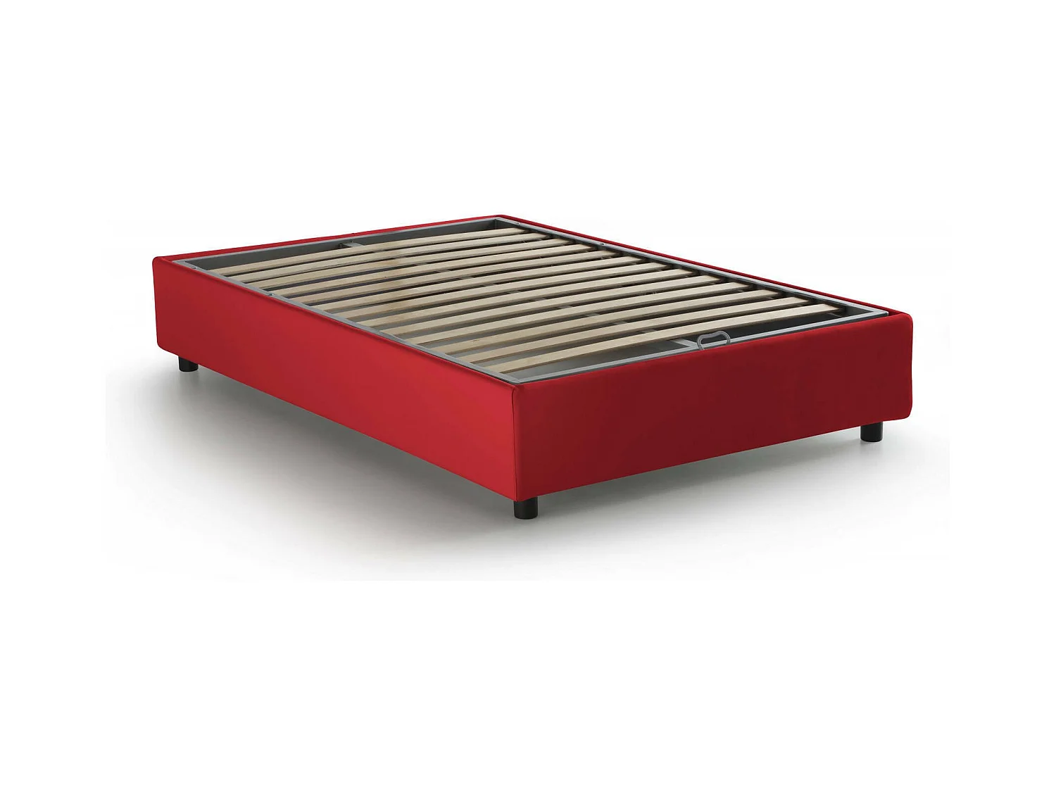 Cama de casal Daronic, cama de arrumação com forro de tecido, 100% Fabricado em Itália, abertura lateral, adequada para colchão 120x190 cm, vermelho