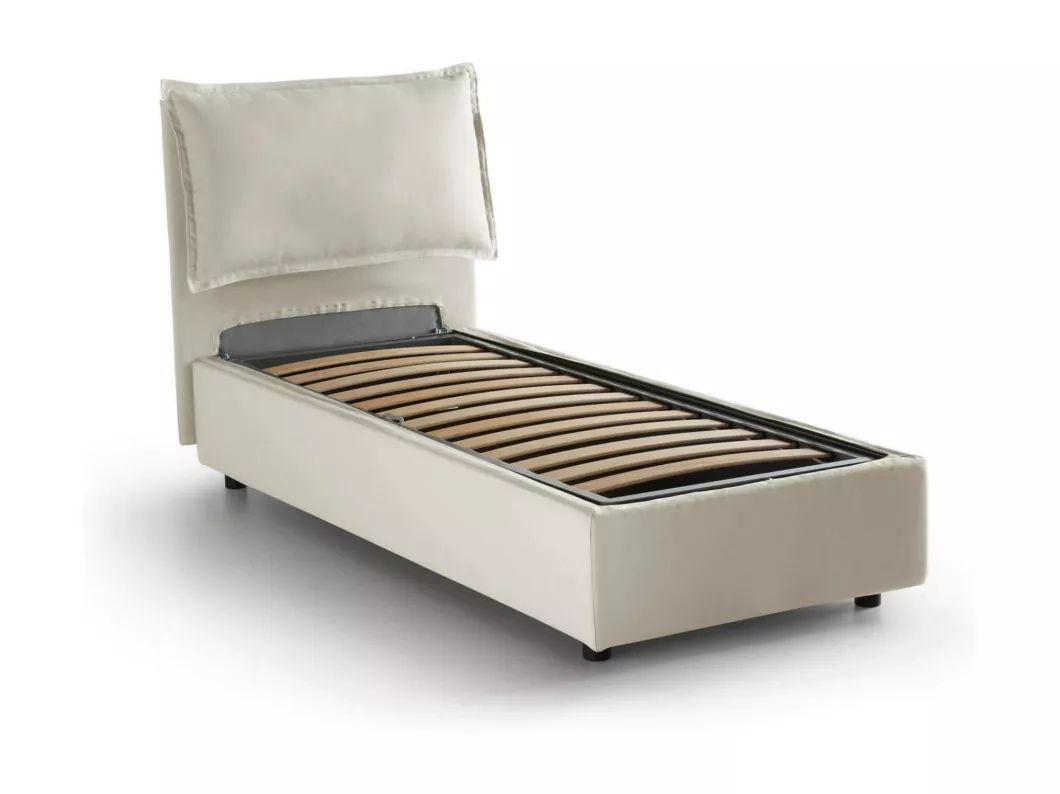 Kauf Unique Einzelbett Ddimari, Containerbett mit Stoffbespannung, 100% Made in Italy, Frontöffnung, passend für Matratze 80x200 cm, Beige