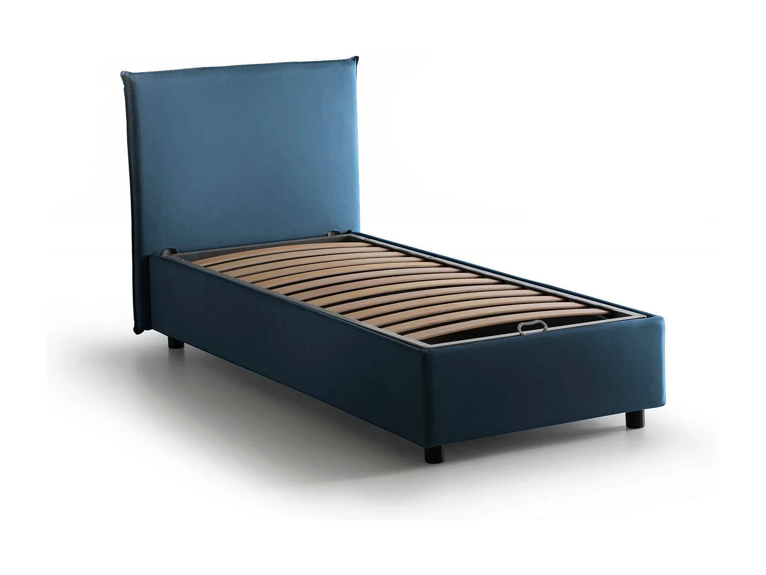 Letto Singolo Alder, Sfoderabile Made in Italy, 105x215 cm blu