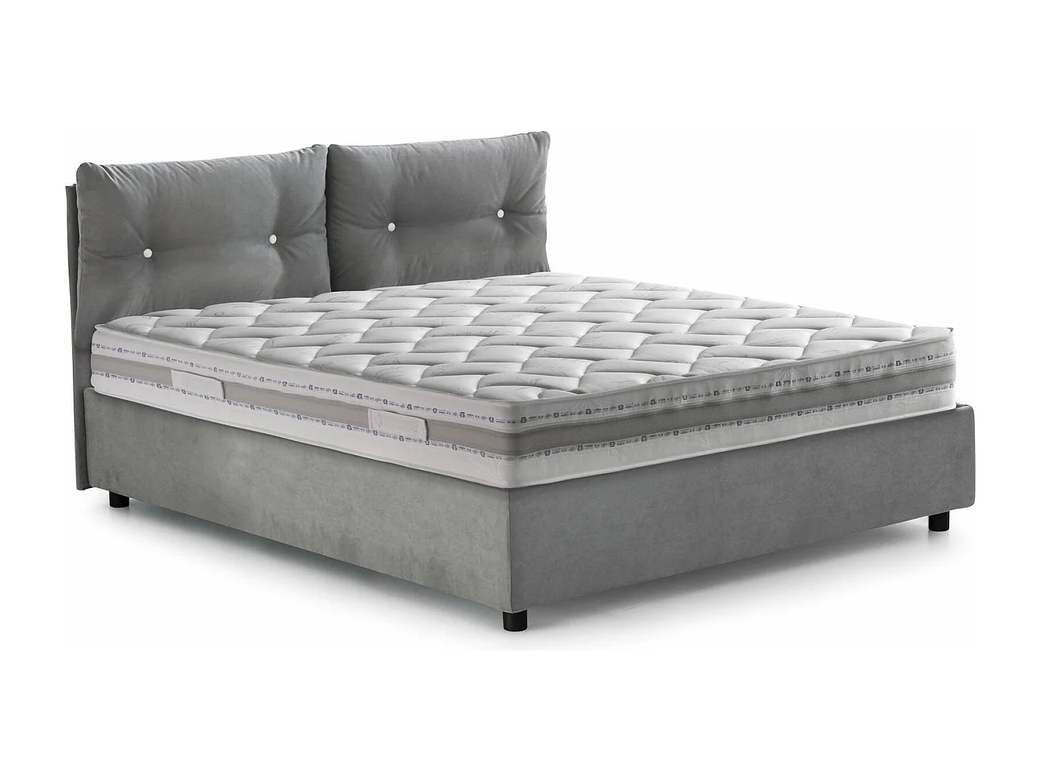 Lit simple Daasba, Lit coffre avec revêtement en tissu, 100% Made in Italy, Ouverture frontale, avec matelas 80x190 cm inclus, Gris