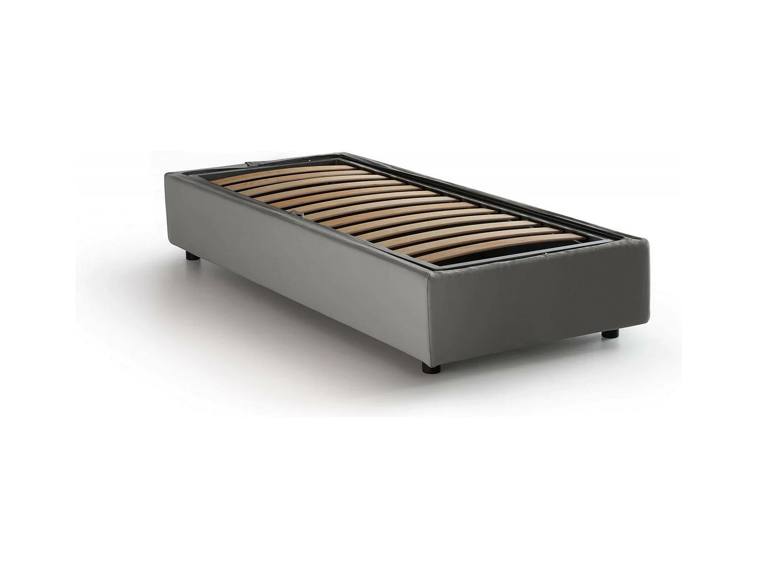 Lit simple Dgalle, Lit coffre avec revêtement en tissu, 100% Made in Italy, Ouverture frontale, adapté pour matelas 90x200 cm, Gris