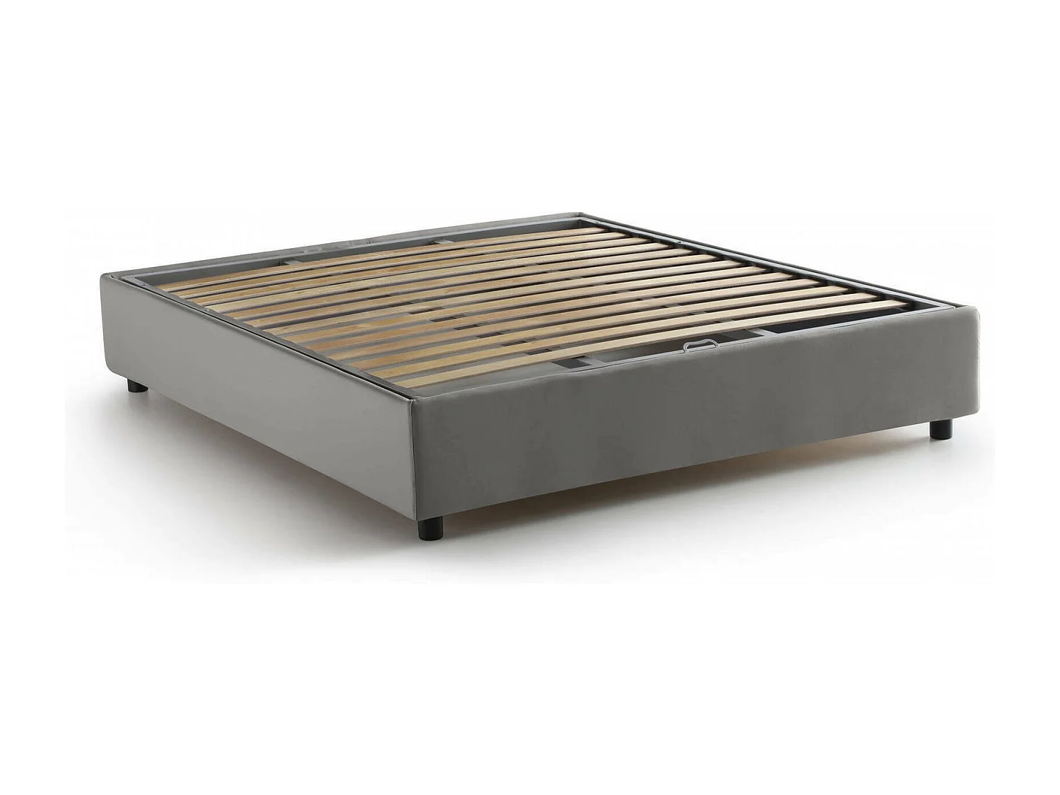 Lit double Chloé, Lit coffre avec revêtement en tissu, 100% Made in Italy, Ouverture frontale, adapté pour matelas 140x200 cm, Gris