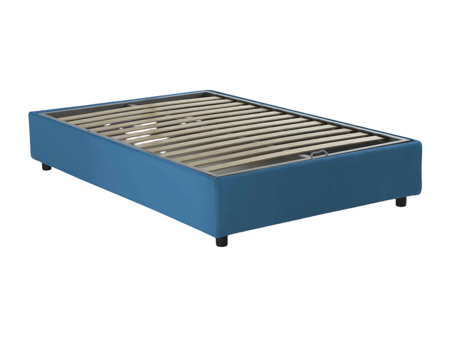 Ddurant tweepersoonsbed, Opbergbed met stoffen bekleding, 100% Made in Italy, Opening aan de voorzijde, inclusief matras van 140x200 cm, Blauw