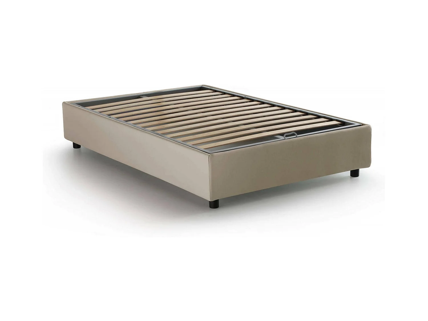 Lit double Daronic, lit coffre avec revêtement en tissu, 100% Made in Italy, ouverture latérale, adapté pour matelas 120x190 cm, Beige