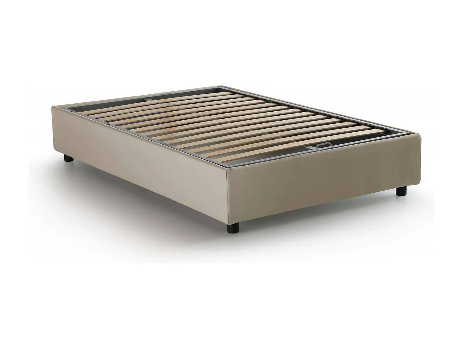 Lit double Daronic, lit coffre avec revêtement en tissu, 100% Made in Italy, ouverture latérale, adapté pour matelas 120x190 cm, Beige