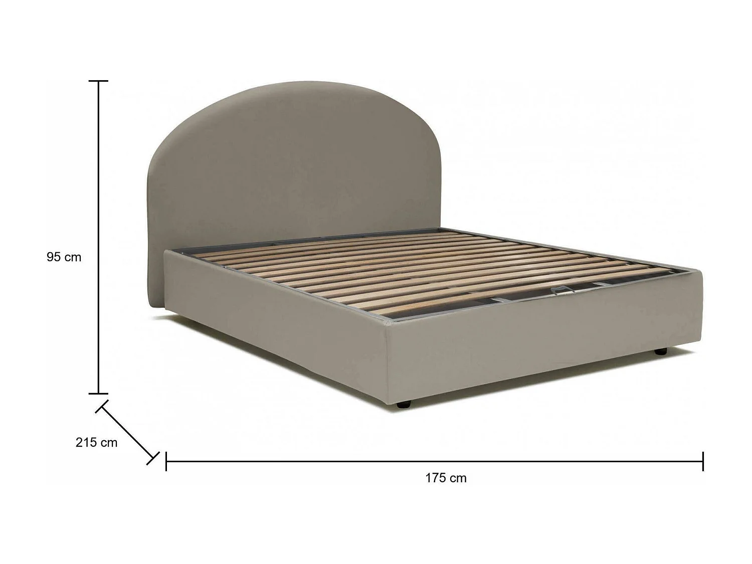 Cama matrimonial Dbon, Cama contenedor con tapizado en ecopiel, 100% Made in Italy, Apertura frontal, adecuado para colchón Cm 160x200, Tórtola