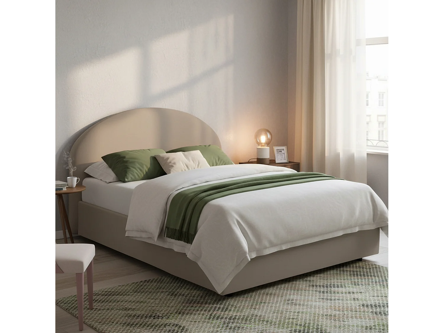 Dbon tweepersoonsbed, Opbergbed met eco-lederen bekleding, 100% Made in Italy, Opening aan de voorzijde, geschikt voor matras 160x200 cm, duifgrijs